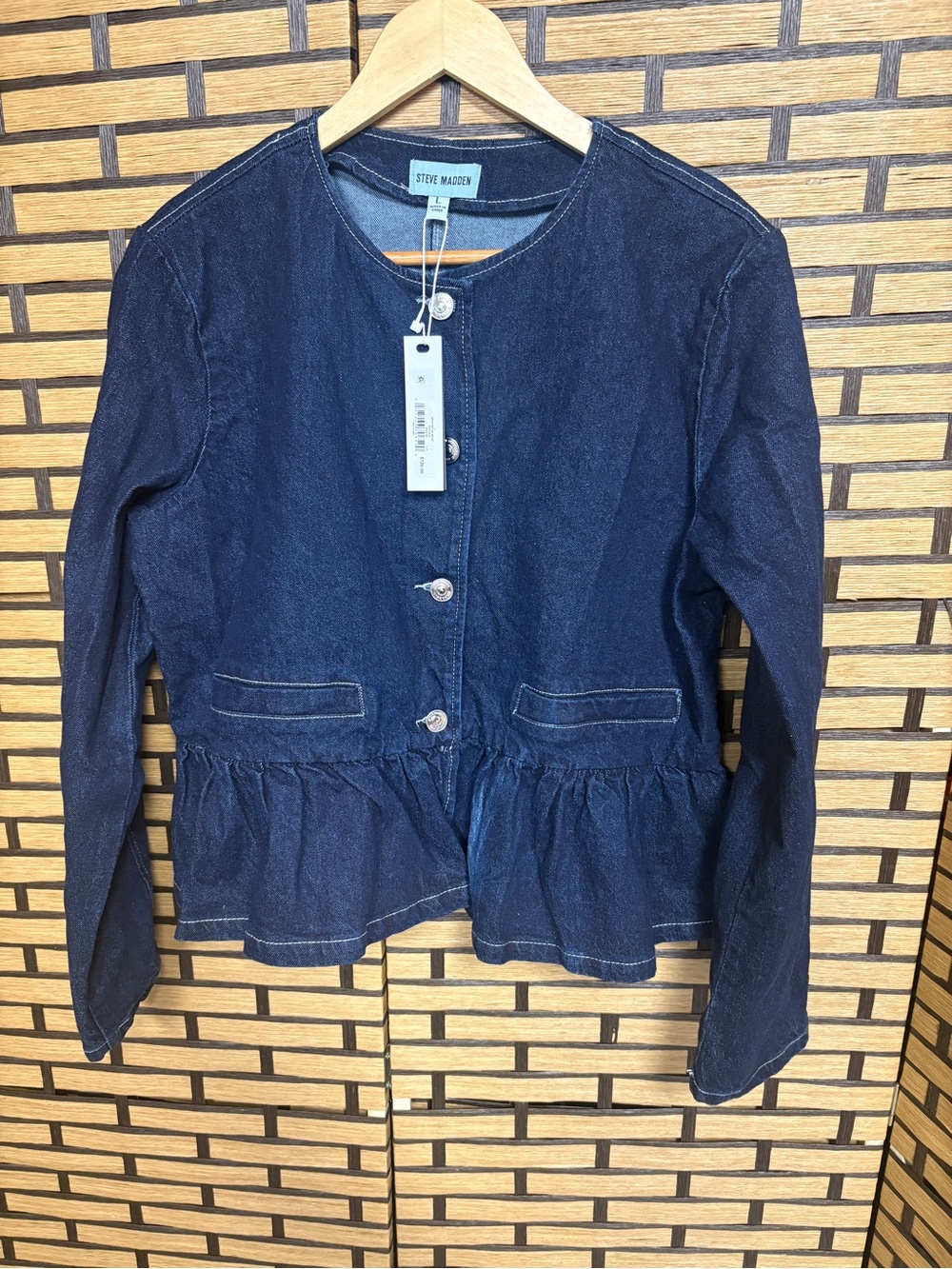 Steve Madden denim peplum jacket size large